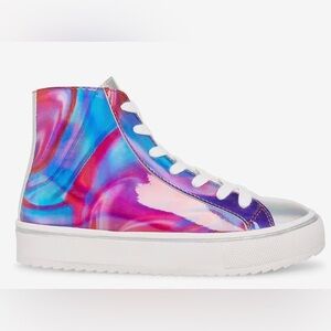 Steve Madden Kids Luvy multi reflective hi top lace up platform sneakers size‎ 5
